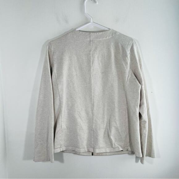 Eileen Fisher Maple Oat Organic Cotton Round Neck  Zip-up Jacket Small - Picture 8 of 9